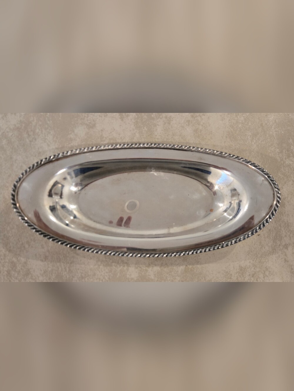 Silver Plated Oval Serving Tray - Decorative Rope Edge Wm Rogers